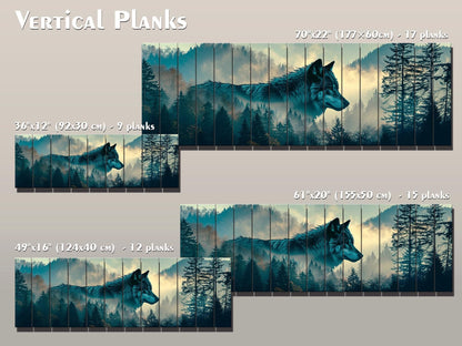 Wolf Wood Wall Art – Howling Wolf On Moon | Natural Wood Art Print