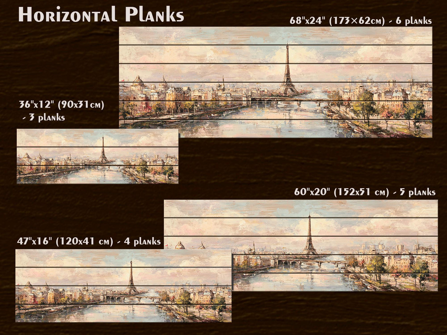 Paris Wall Art – Eiffel Tower Painting on Rustic Wood | Beige Pastel Oil Print