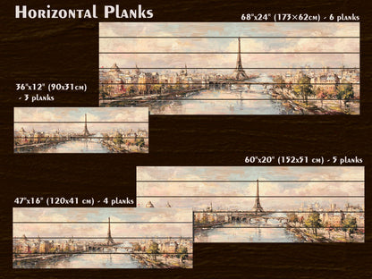 Paris Wall Art – Eiffel Tower Painting on Rustic Wood | Beige Pastel Oil Print