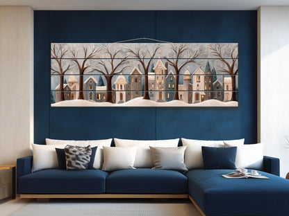 Winter Village Wood Art - Rustic Wood Decor | Seasonal Wooden Wall Art