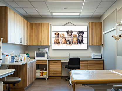 Dogs Cats Wall Art – Natural Wood Painting | Vet Clinic Art, Rustic Pet Print