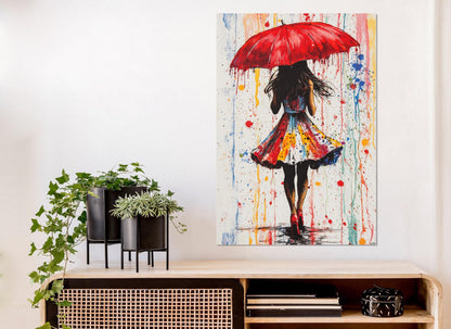 Red Umbrella Canvas - Abstract Street Art Graffiti Wall Decor, Ready to Hang
