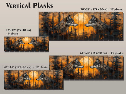 Wolf Wall Art - Sunset Forest Wolf Print on Natural Wood | Native American Art Decor