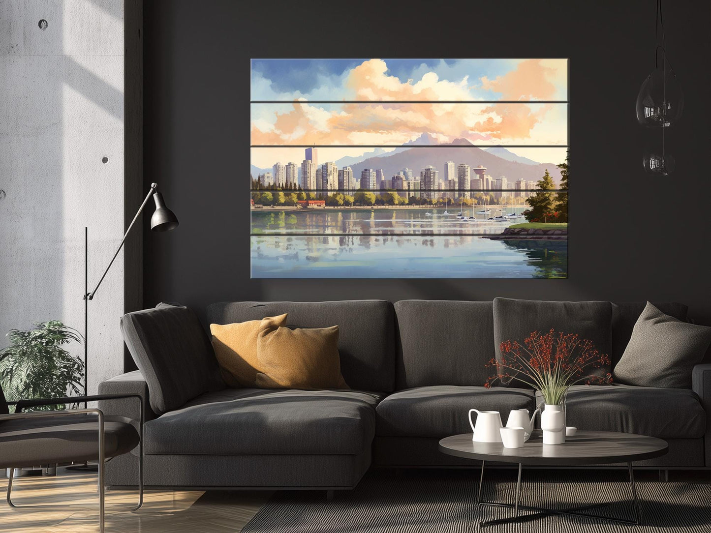 Wooden Wall Art - Rustic Vancouver Skyline Art | Canadian Wood Print Decor