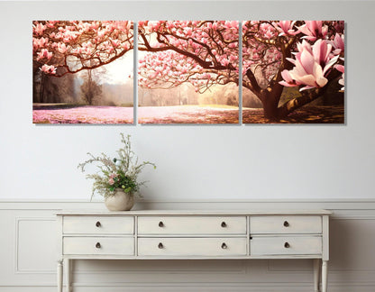 Magnolia Tree Blossom Canvas Print, Magnolia Painting, Large Floral Wall Art, Modern Bedroom Wall Decor, Framed and Ready to Hang