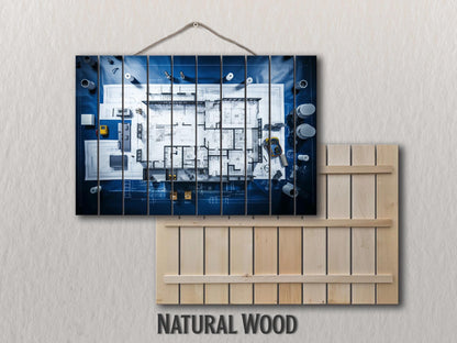 Wood Wall Art - Architect Wall Decor | Project Print on Wood | Office Building Decor