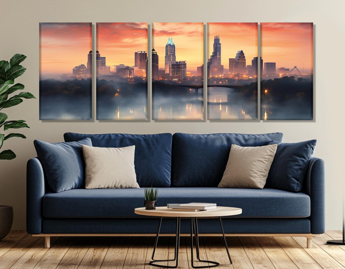 Austin Canvas Print – Large Framed Cotton Wall Art | Ready to Hang Modern City Artwork