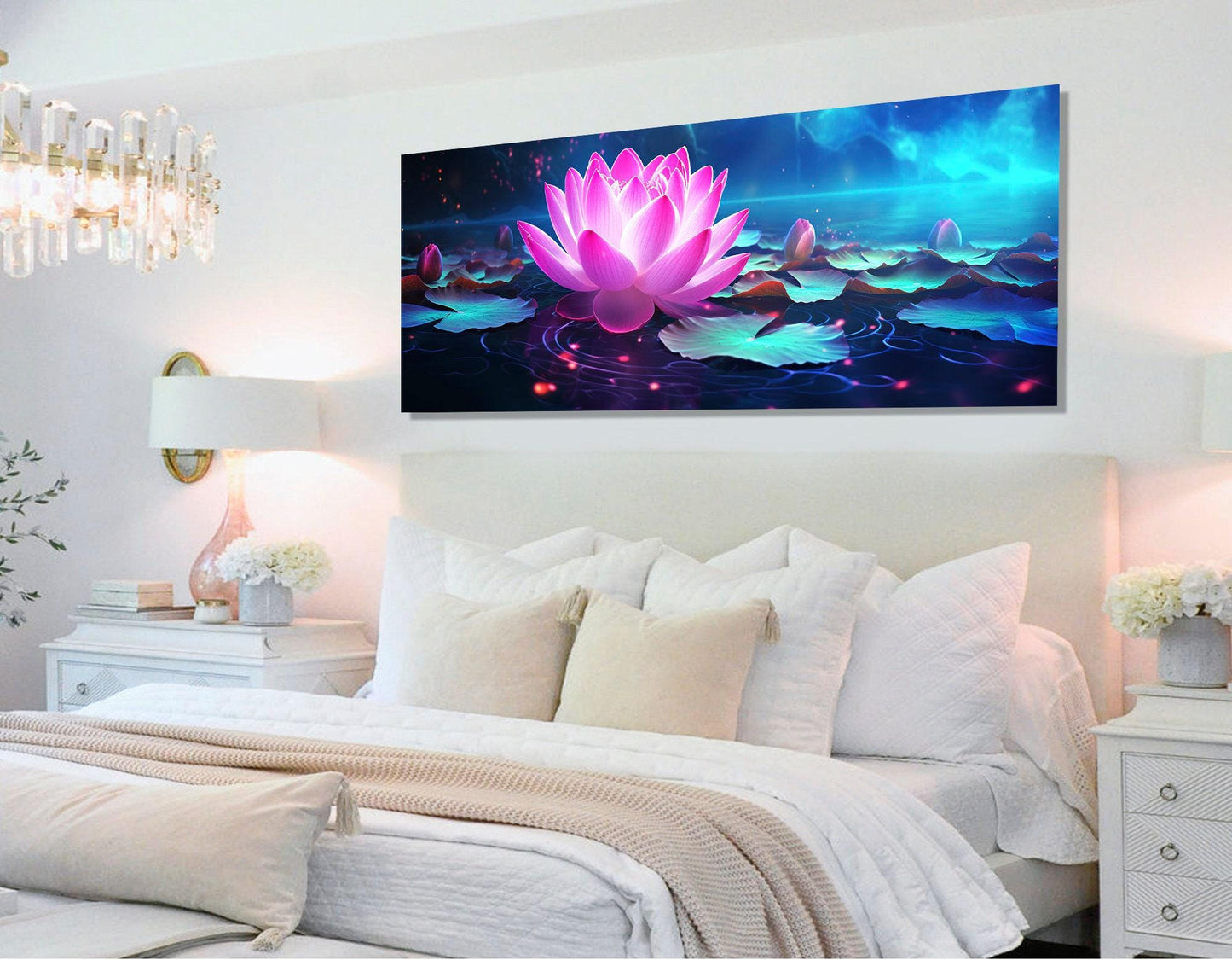 Lotus Flower Canvas Print – Abstract Floral Wall Decor | Framed, Ready to Hang