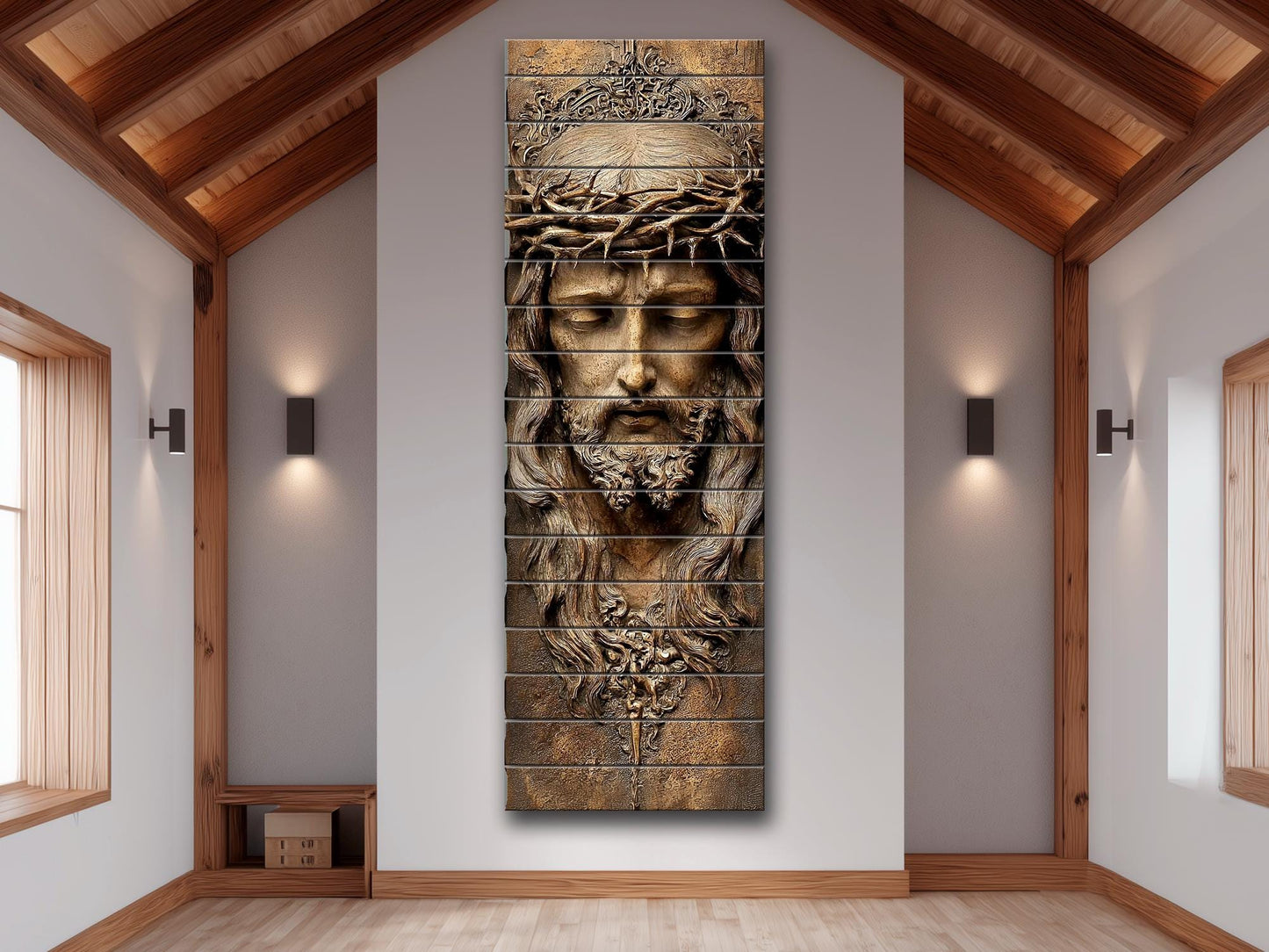 Jesus Christ Wood Print – Michelangelo Inspired Religious Wall Art on Wood