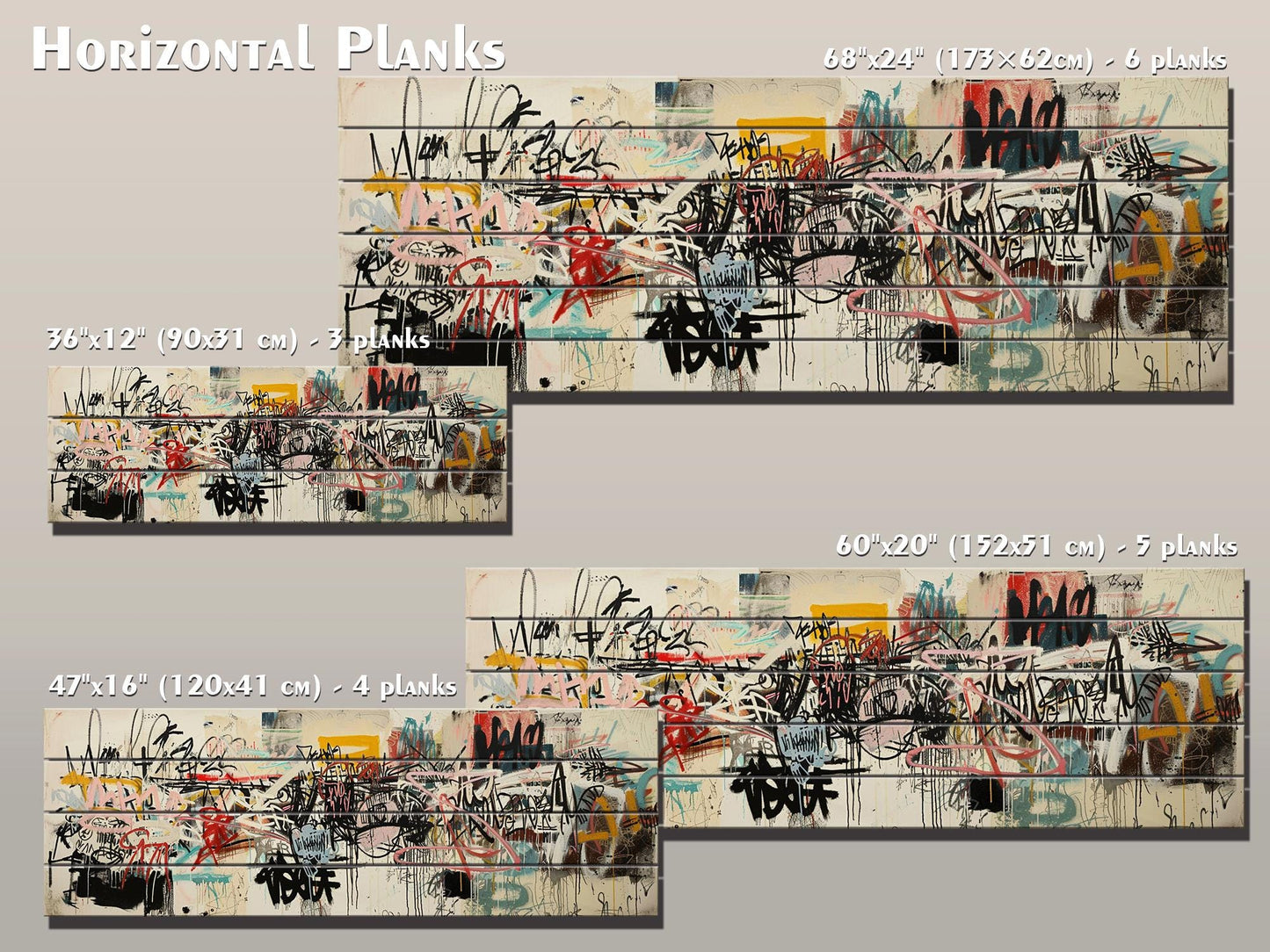 Graffiti Wood Art – Abstract Urban Wall Decor on Natural Wood Print