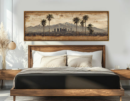 Los Angeles Canvas Print - Rustic City Skyline Art | Framed Wall Decor Ready to Hang