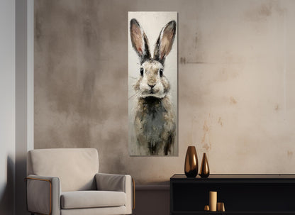 Rabbit Canvas Print - Beige Gray Rabbit Art | Rustic Wall Art Framed & Ready to Hang