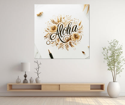 Aloha Wall Art, Aloha Sign Canvas Print, Coastal Wall Art, Framed and Ready to Hang