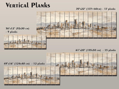 Phoenix Skyline Wood Print – Rustic Wall Art | Minimalist City Painting on Distressed Wood