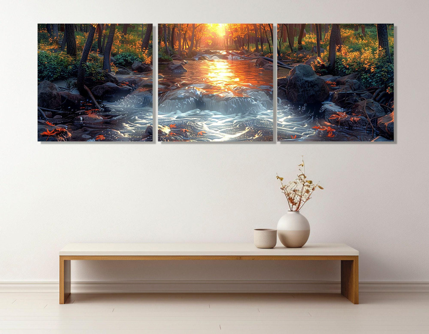 Sunset River Canvas - Large Scenic River Artwork | Framed Canvas Art Ready to Hang