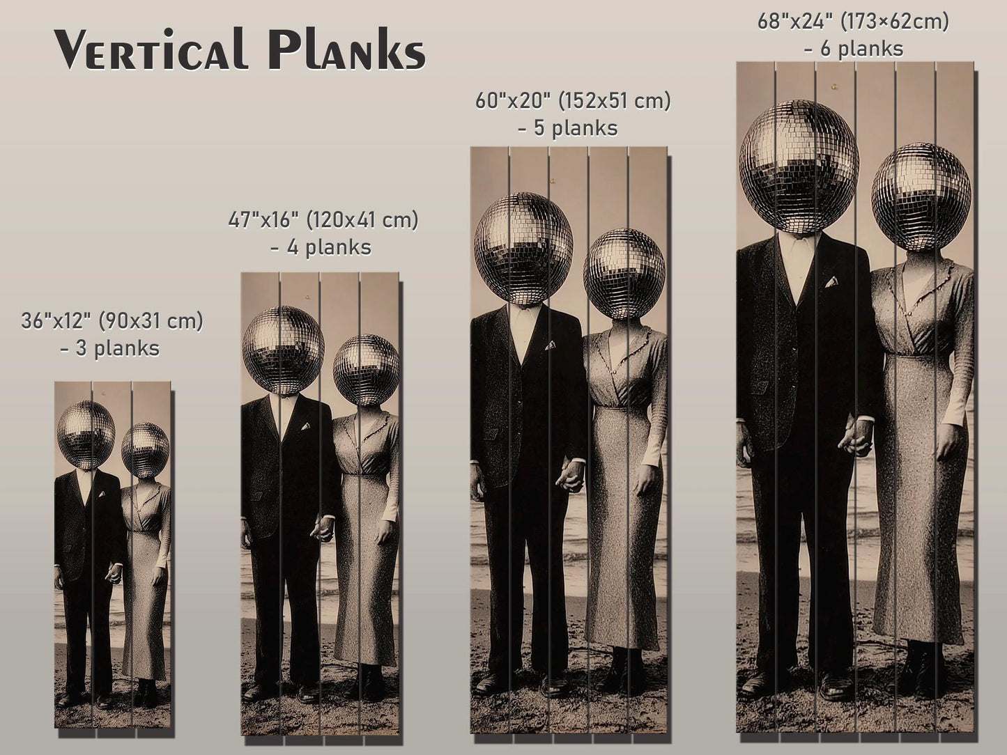 Vintage Wood Print – Black White Art Surreal Photo Print on Wood Planks