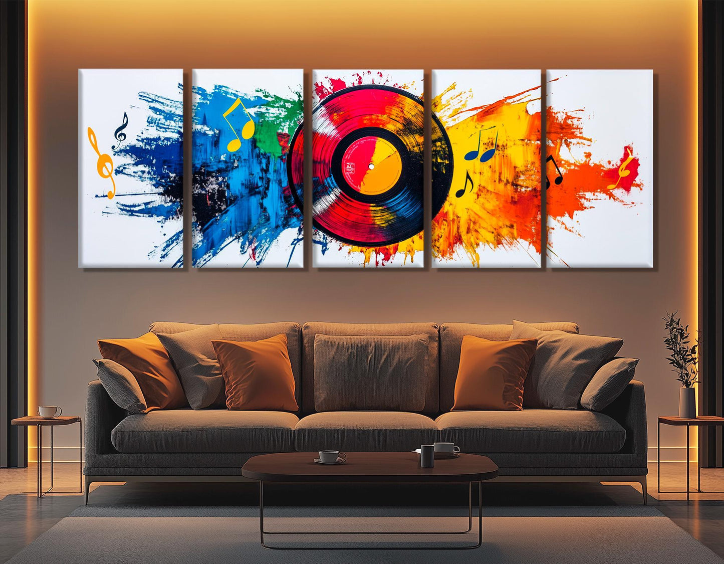 Phonograph Record Canvas Abstract Music Wall Art – Framed Canvas Print Ready to Hang