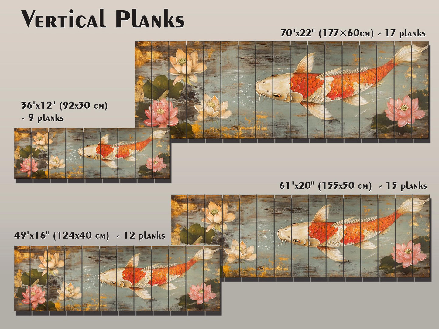 Wood Wall Art - Koi Fish Painting Printed on Wood, Fishing Wall Art, Koi Fish Poster, Fisherman Gift, Cabin Wall Decor, Fishing Lodge Decor