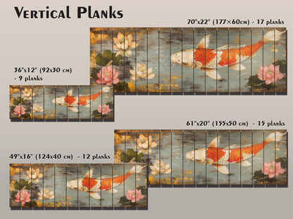 Wood Wall Art - Koi Fish Painting Printed on Wood, Fishing Wall Art, Koi Fish Poster, Fisherman Gift, Cabin Wall Decor, Fishing Lodge Decor