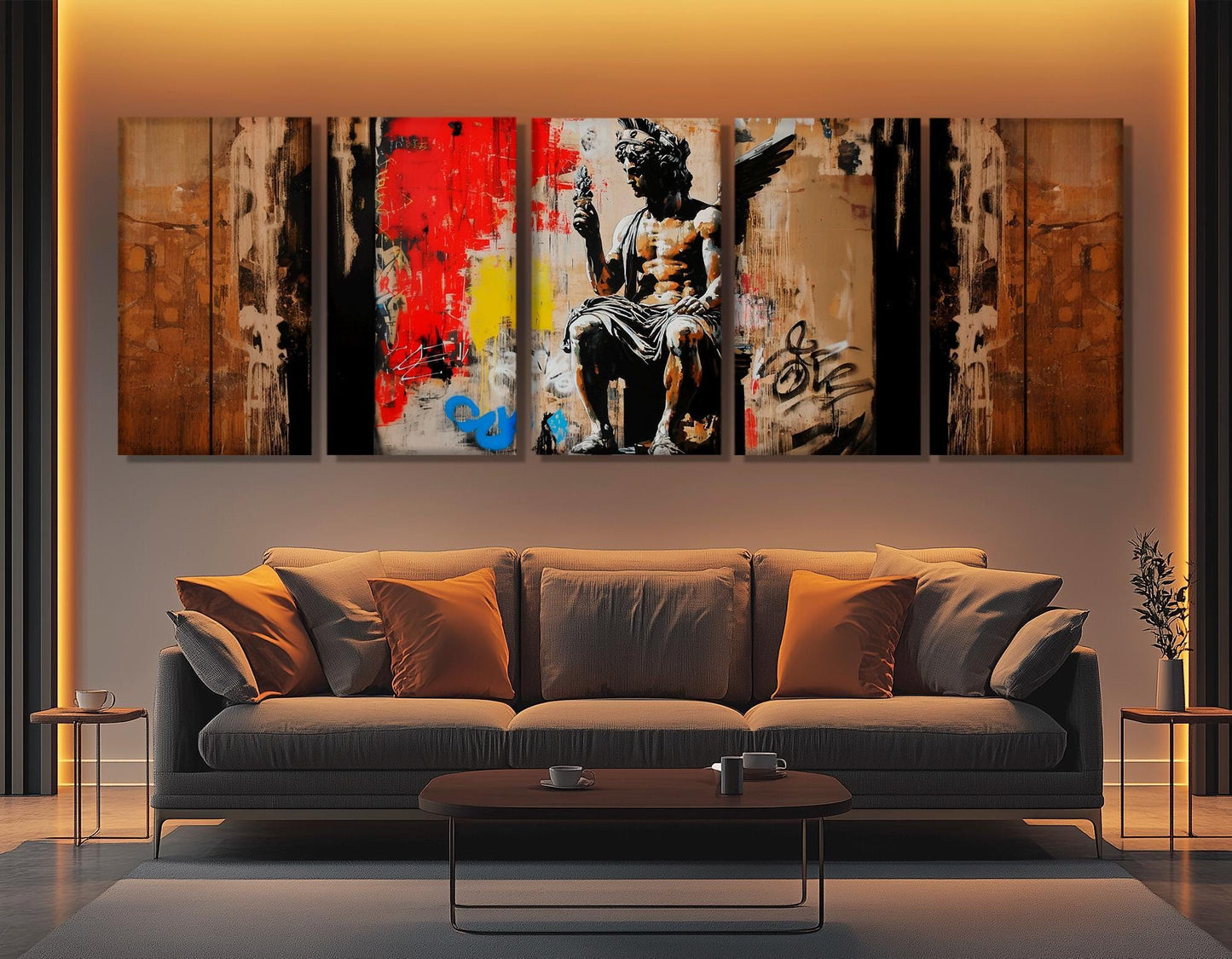 Greek Statue Canvas Print – Abstract Graffiti Art on Cotton Canvas, Ready to Hang