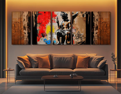 Greek Statue Canvas Print – Abstract Graffiti Art on Cotton Canvas, Ready to Hang