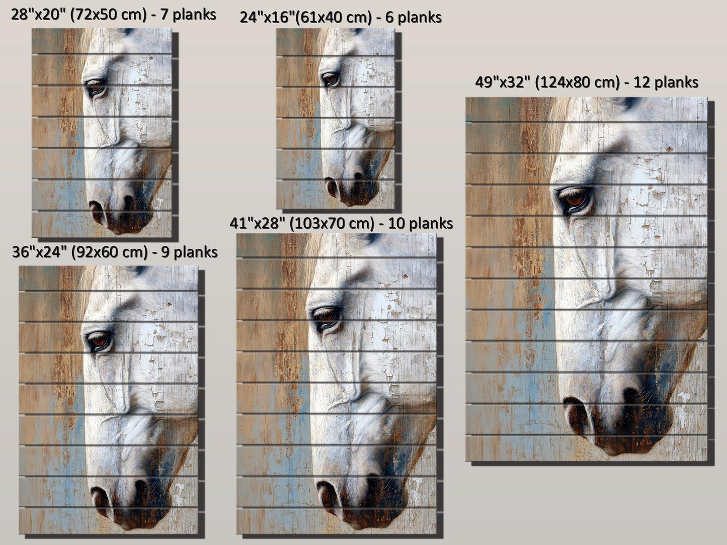 Rustic Horse Wall Art – Natural Wood Horse Print | Cozy Farmhouse Decor