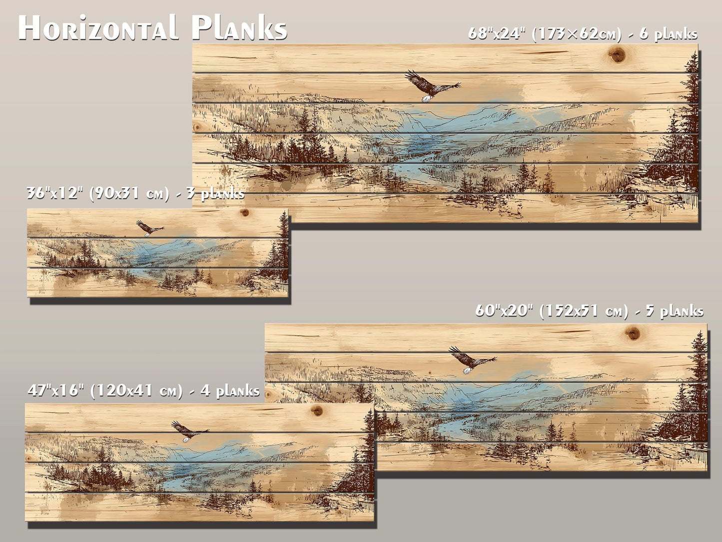 Bald Eagle Wood Art – Mountain Valley Wall Art | Rustic Cabin Decor