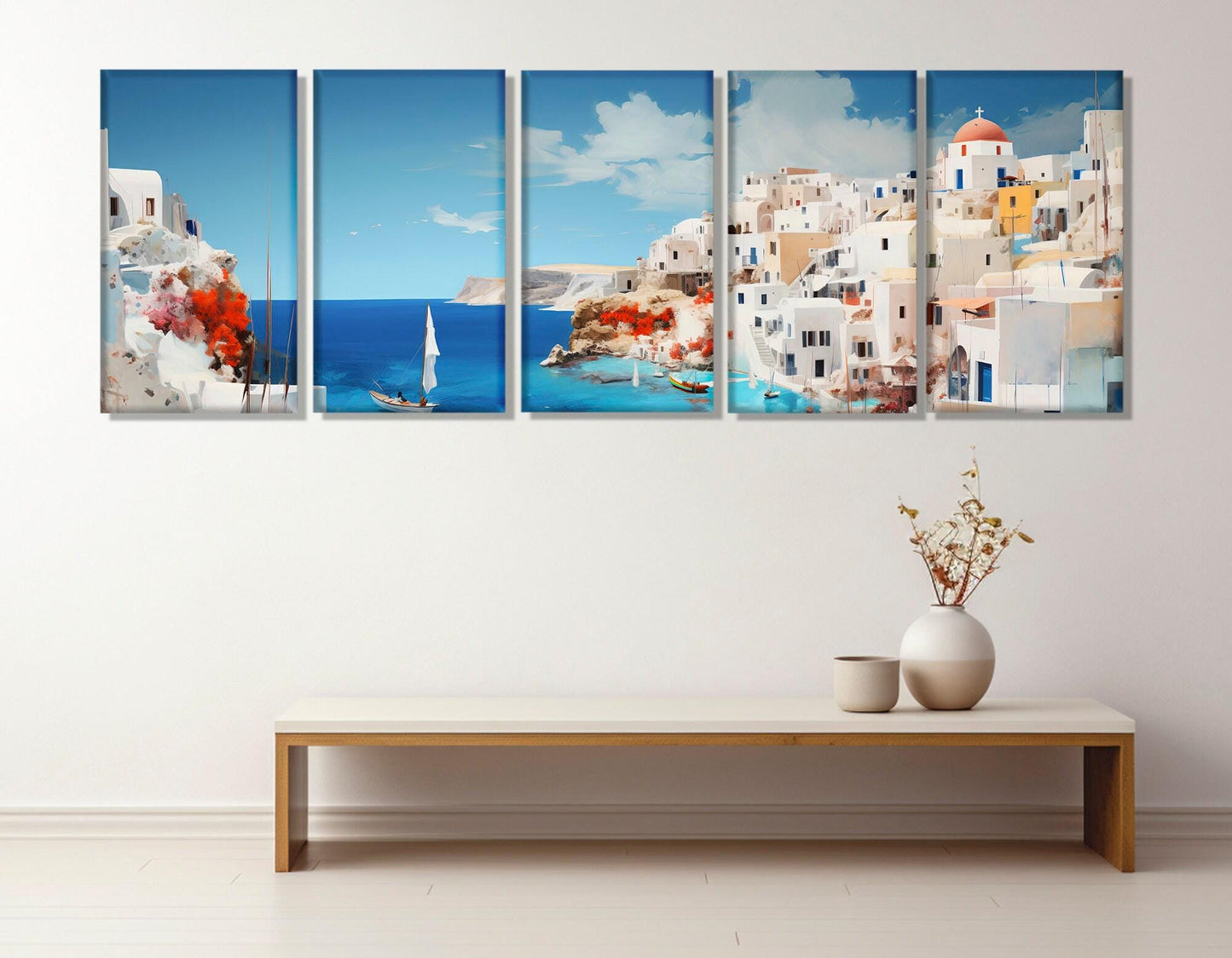 Santorini Wall Art – Large Canvas Print, Gallery Wrapped & Ready to Hang