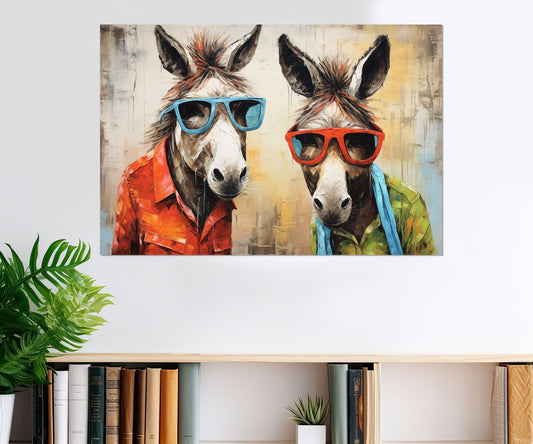 Donkey Canvas Print – Stylish Donkey Painting on Gallery Wrapped Canvas for Kids Room Decor