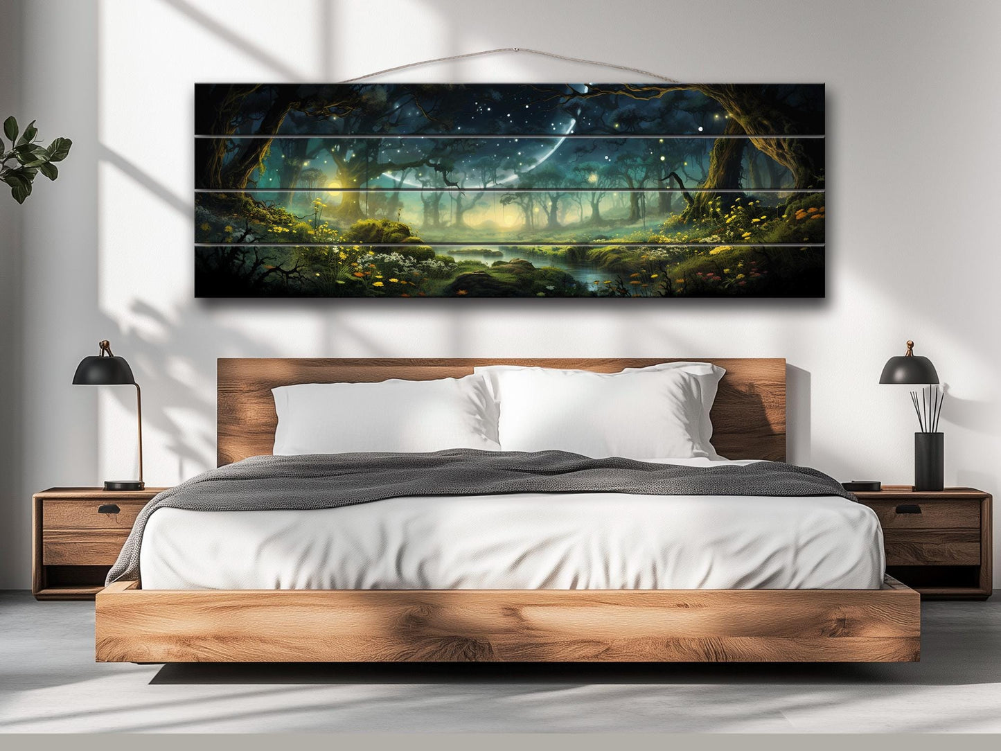 Fantasy Forest Print On Natural Wood