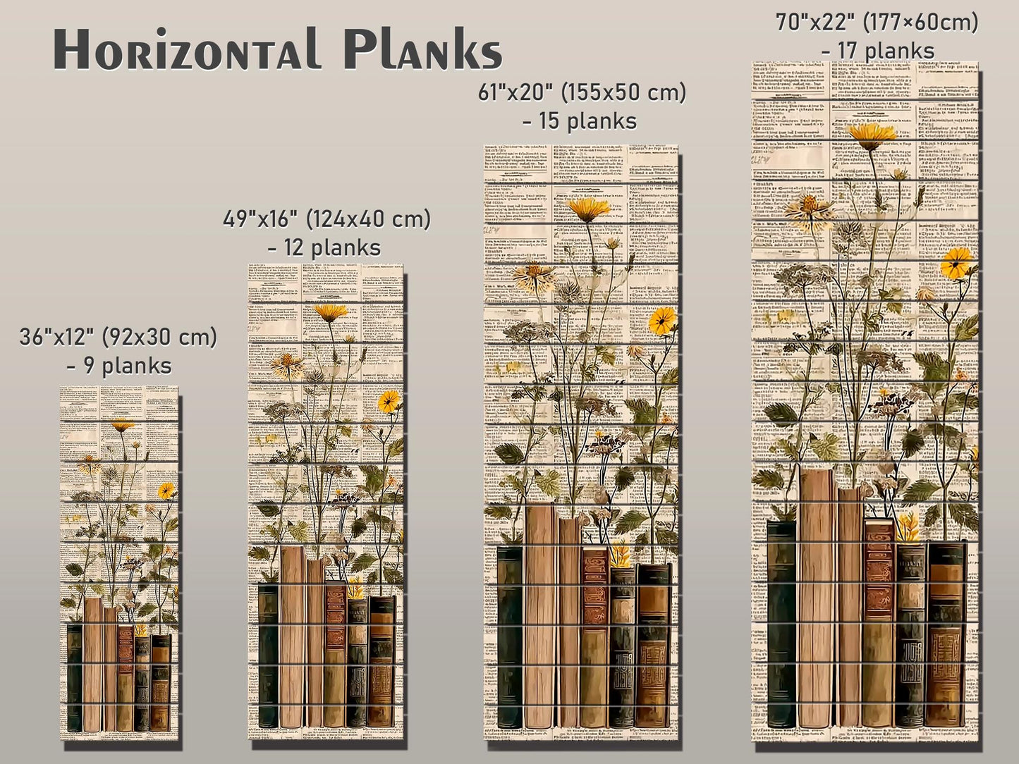 Wildflowers Wood Print – Rustic Botanical Wall Art on Natural Wood Grain