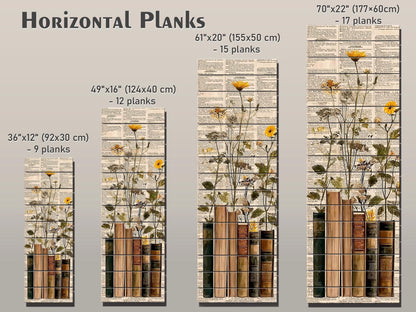 Wildflowers Wood Print – Rustic Botanical Wall Art on Natural Wood Grain