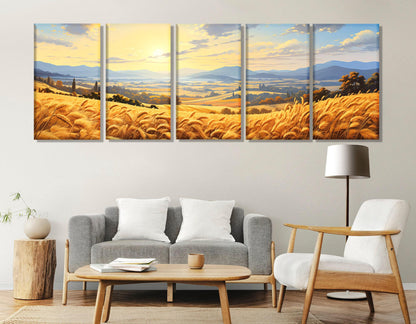 Wheat Field Canvas Print - Rustic Farm Wall Decor | Large Framed Artwork