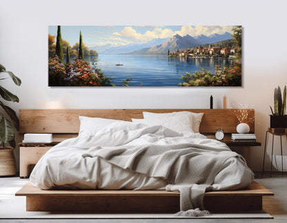 Lake Iseo Canvas Print – Panoramic Italian Lake Art | Framed & Ready to Hang