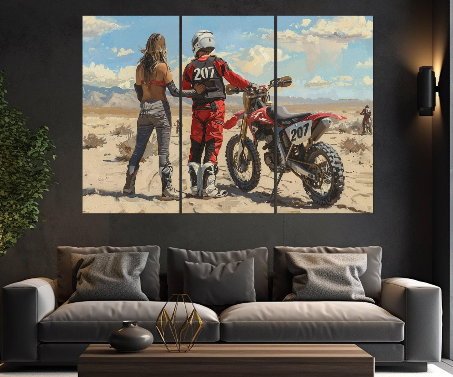 Motocross Canvas Print - Romantic Dirt Bike Wall Art | Framed, Ready to Hang