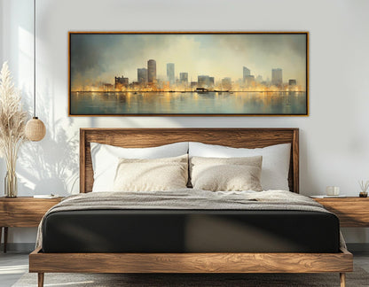 Milwaukee Skyline Canvas Abstract City Art – Framed Canvas Print, Ready to Hang