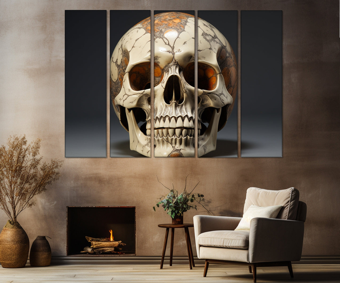 Skull Canvas Print – Gothic Wall Art | Vintage Skull Painting, Ready to Hang
