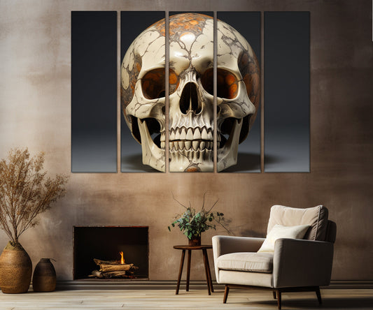 Skull Canvas Print – Gothic Wall Art | Vintage Skull Painting, Ready to Hang