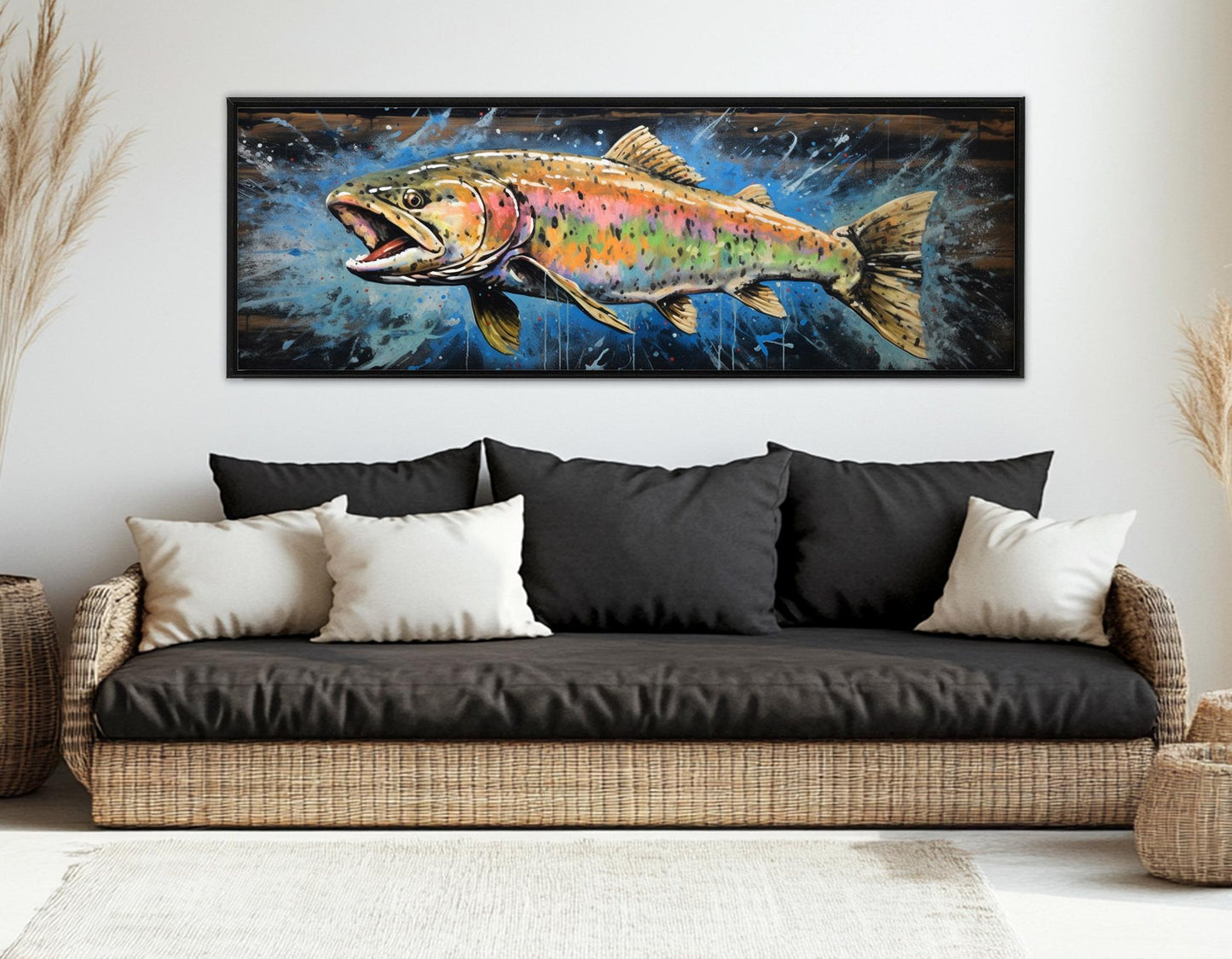 Rainbow Trout Canvas Art – Abstract Fish Canvas | Ready to Hang Gallery Wrapped Print
