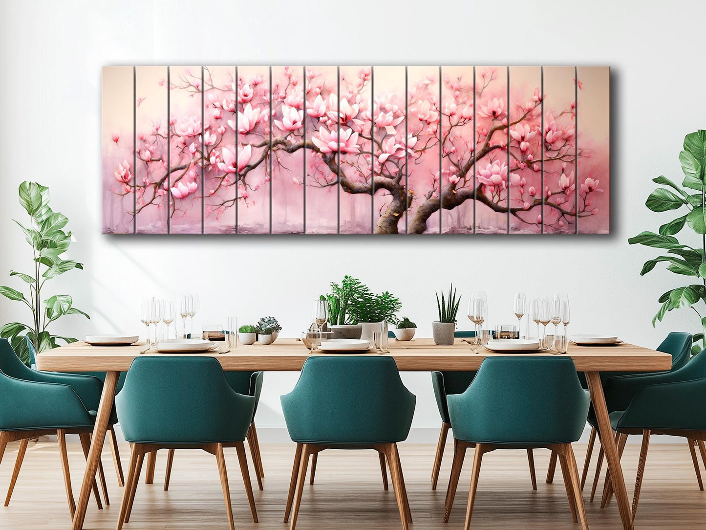 Magnolia Wood Print – Pink Magnolia Decor | Natural Wood Wall Art, Rustic Wooden Plank