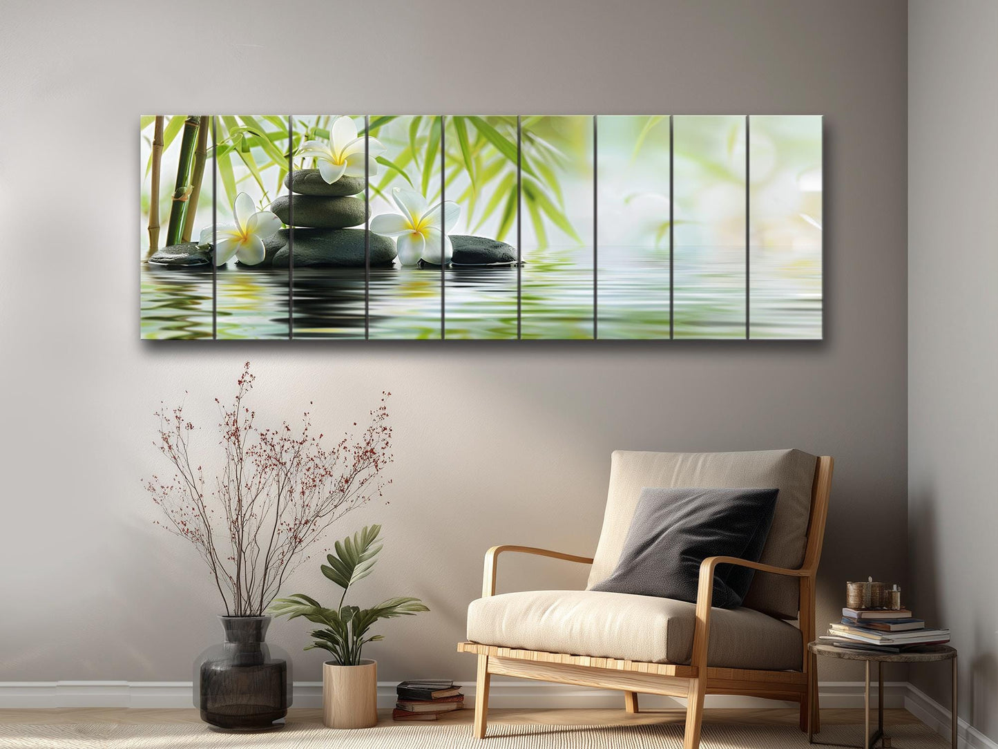 Bamboo Spa Wall Art – Natural Wood Decor | Calming Zen Wall Hanging Print