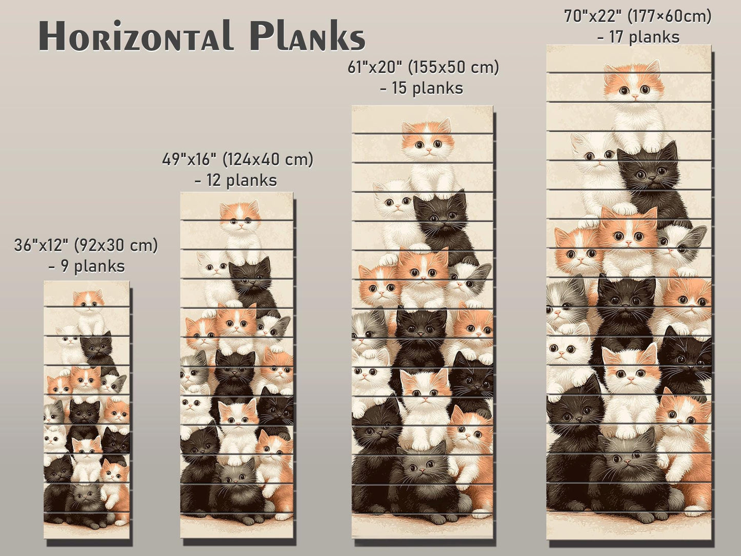 Kitten Print on Wood, Rustic Cats Wall Art, Cat Lover Gift