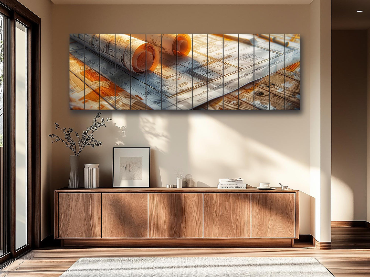 Wooden Wall Art – Natural Wood Print | Contemporary Architecture Print Decor