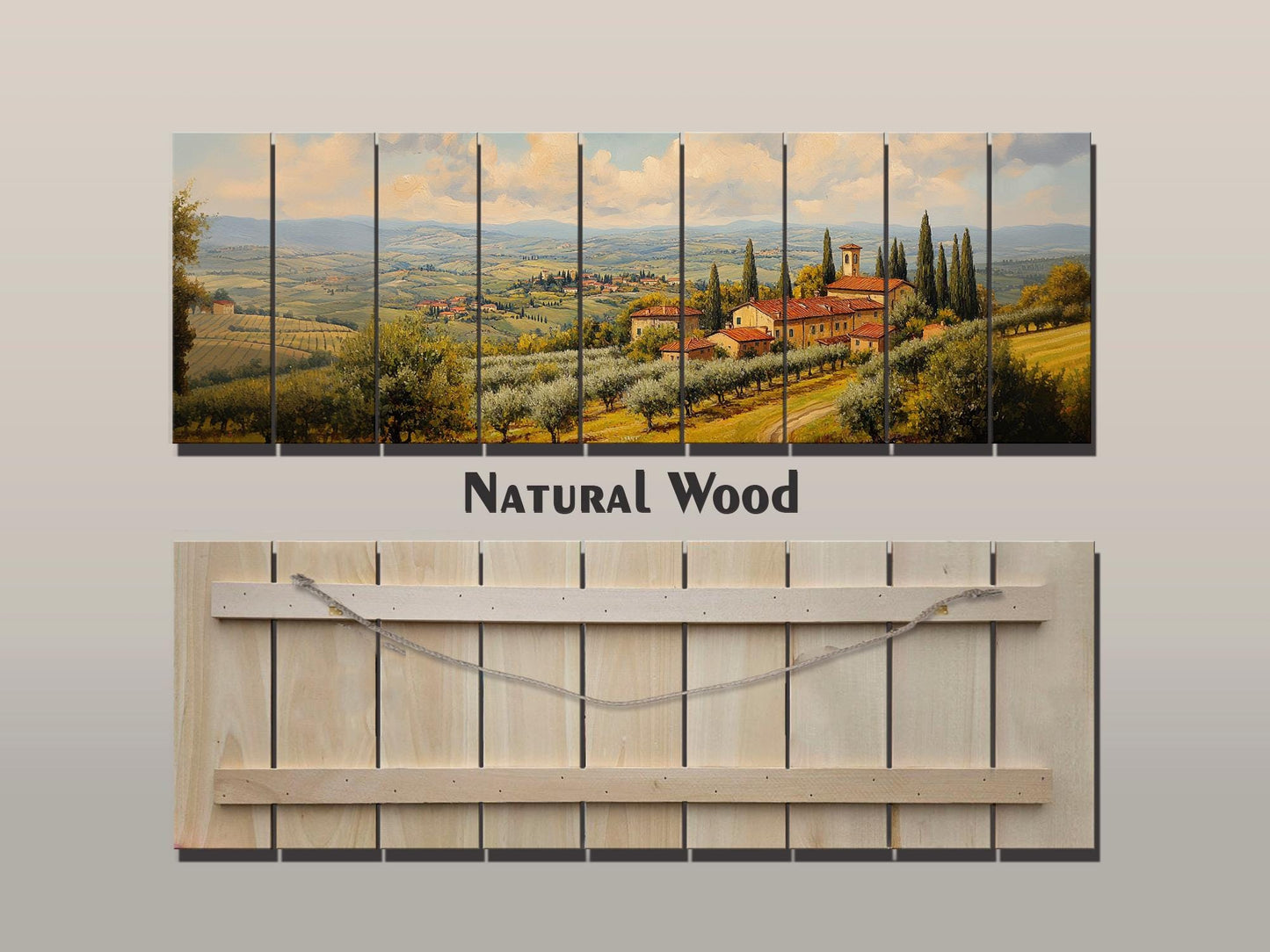 Italy Rolling Hills Print on Natural Wood –  Italy Wall Art