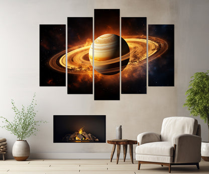 Saturn Canvas Print – Abstract Saturn Art on Gallery Wrapped Cotton Canvas, Ready to Hang