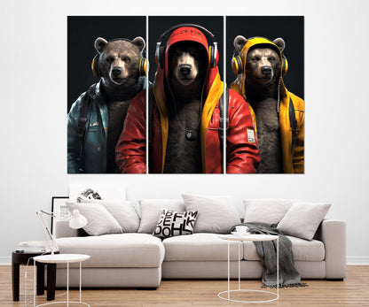 Bears Canvas Print - Cool Bear Artwork on Cotton Canvas | Ready to Hang Framed Art