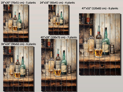 Rustic Bar Print on Natural Wood – Bar Wall Art