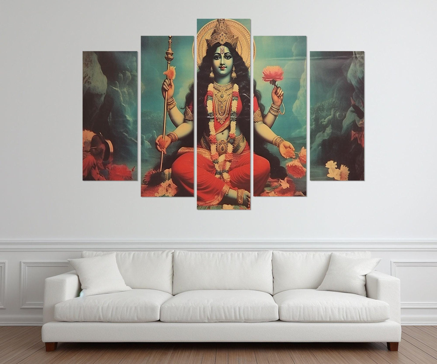 Mata Matangi - Indian Goddess Canvas Print, Vintage Indian Hindu God Painting, Indian Religious Wall Art, Framed and Ready to Hang