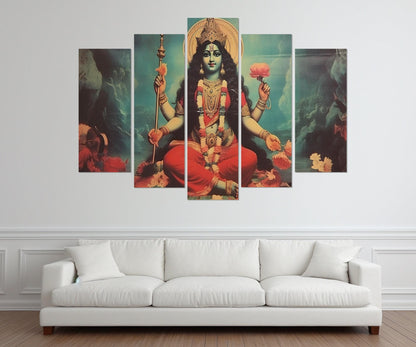Mata Matangi - Indian Goddess Canvas Print, Vintage Indian Hindu God Painting, Indian Religious Wall Art, Framed and Ready to Hang