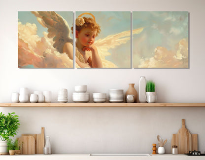 Cupid Canvas Print, Cupid Painting in William Bouguereau Style, Angels Wall Art, Cupidon Canvas Print, Framed and Ready to Hang